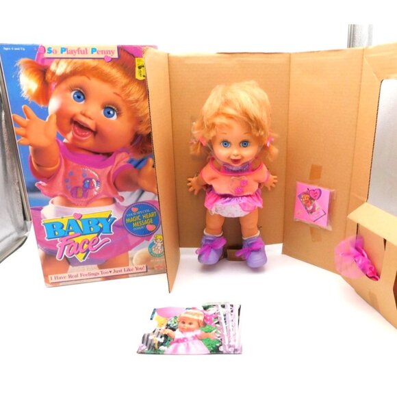 Vintage 1990 Galoob So Playful Penny 13" Baby Face Doll with Box